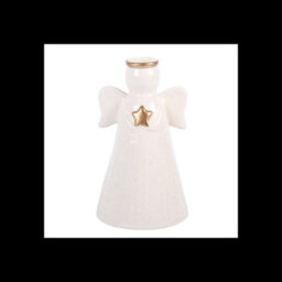 Star Angel Taper Candle Holder Off White Ceramic Angel Candlestick - thumbnail 2