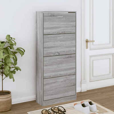 Vidaxl Shoe Cabinet Grey Sonoma 63X24X147 Cm Engineered Wood - image 1