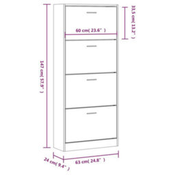 Vidaxl Shoe Cabinet Grey Sonoma 63X24X147 Cm Engineered Wood - thumbnail 8