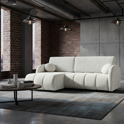 Universal Corner Sofa Zara L 2R+Lc With Sleeping Function And Storage White - image 1