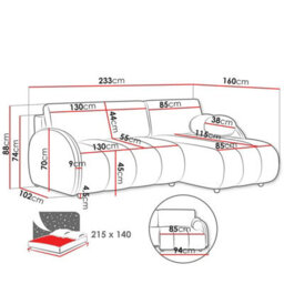 Universal Corner Sofa Zara L 2R+Lc With Sleeping Function And Storage White - thumbnail 6