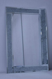 Biznest Large Sparkle Silver Glitter Wall Mirror Frame Glass Living Room Lounge 60X80Cm Largest Mirror Collection Of Biznest Store - thumbnail 2