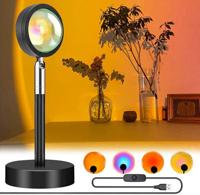 Led Rainbow Sunset Projection Lamp Night Light Bedroom Party Atmosphere Light - image 1