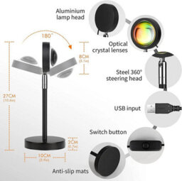Led Rainbow Sunset Projection Lamp Night Light Bedroom Party Atmosphere Light - thumbnail 3