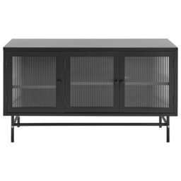 Beliani Glass Display Sideboard Devon 115 Cm Metal Black - thumbnail 5