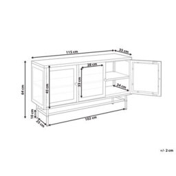 Beliani Glass Display Sideboard Devon 115 Cm Metal Black - thumbnail 3