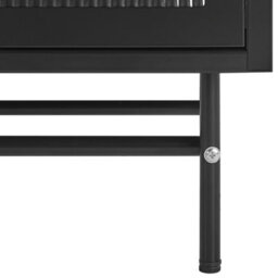 Beliani Glass Display Sideboard Devon 115 Cm Metal Black - thumbnail 9