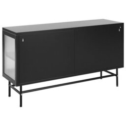 Beliani Glass Display Sideboard Devon 115 Cm Metal Black - thumbnail 7
