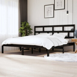 Berkfield Bed Frame Black Solid Wood Pine 200X200 Cm