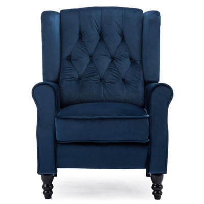 Eco Living Belgrave Luxury Pushback Recliner Armchair  Blue - image 1