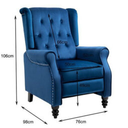 Eco Living Belgrave Luxury Pushback Recliner Armchair  Blue - thumbnail 5