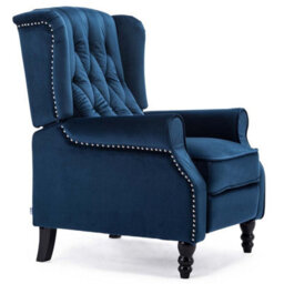 Eco Living Belgrave Luxury Pushback Recliner Armchair  Blue - thumbnail 2