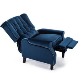 Eco Living Belgrave Luxury Pushback Recliner Armchair  Blue - thumbnail 3