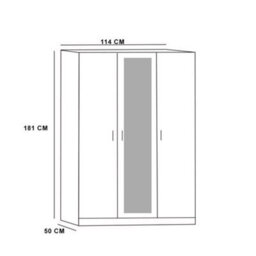 Fwstyle 3 Door Triple Mirrored Wardrobe Gloss Grey - thumbnail 5