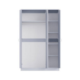 Fwstyle 3 Door Triple Mirrored Wardrobe Gloss Grey - thumbnail 4
