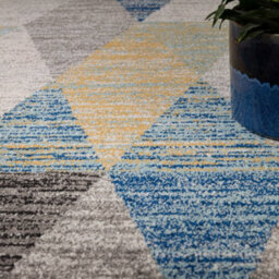 The Rug Edit Grey Blue Modern Muse Harlequin Diamond Geometric Rug - thumbnail 3