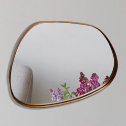 Agenzia 14 Modern Small Gold Pebble Metal Wall Mirror 28 X 36Cm - thumbnail 2