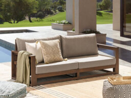 Beliani Garden Sofa 2 Seater Timor Modular Certified Acacia Wood Dark Brown - thumbnail 2