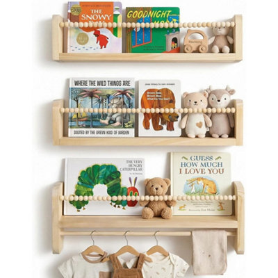 Wooden 40Cm Wooden Floating Shelf Set Kids Wall Bookshelf - image 1