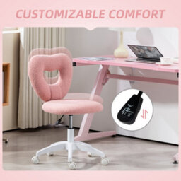 Homcom Armless Heart Desk Chair, Makeup Vanity Chair For Home, Pink - thumbnail 7