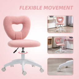 Homcom Armless Heart Desk Chair, Makeup Vanity Chair For Home, Pink - thumbnail 6