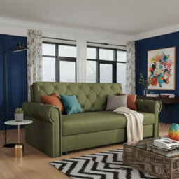 Viva Roma Iv Living Room Sofa Bed With Hr Foam Wave Springs Metal Legs And Wooden Frame 188X85X98Cm Olive - thumbnail 2
