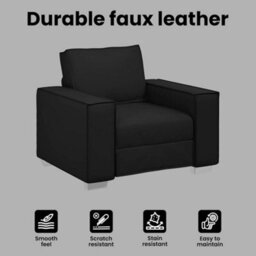Vidaxl Sofa Chair Black 99 X 78 X 84 Cm Artificial Leather - thumbnail 7