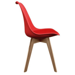 Fusion Living Soho Red Plastic Dining Chair With Squared Light Wood Legs - thumbnail 6