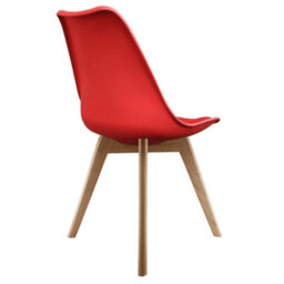 Fusion Living Soho Red Plastic Dining Chair With Squared Light Wood Legs - thumbnail 5