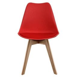 Fusion Living Soho Red Plastic Dining Chair With Squared Light Wood Legs - thumbnail 7
