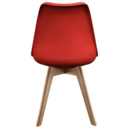 Fusion Living Soho Red Plastic Dining Chair With Squared Light Wood Legs - thumbnail 4