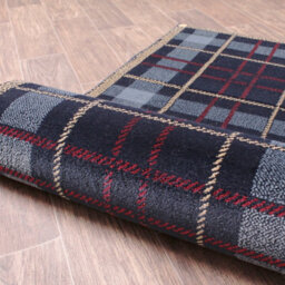 Tartan Blue Chequered Tartan Easy To Clean Rug For Dining Room -80 X 300Cm (Runner) - thumbnail 5