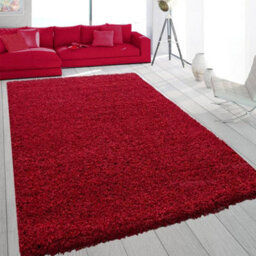 Sasons Soft Shaggy Rug, Thick Pile Non-Shedding Modern Carpet For Living Room, Bedroom & Lounge Luxury Plain Design (Red 80X150Cm)