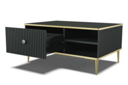 Arte Petra Coffee Table In Black - Sleek Modern Design With Storage And Gold Metal Legs - W900mm X H430mm X D600mm - thumbnail 3