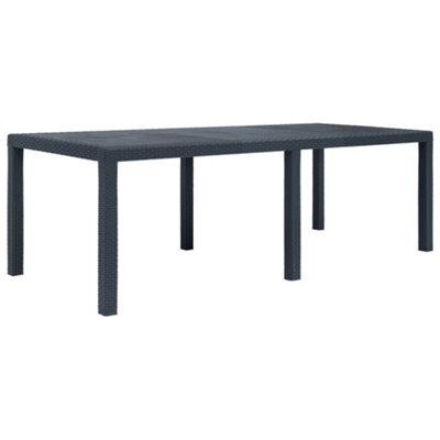 Berkfield Garden Table Anthracite 220X90X72 Cm Plastic Rattan Look - image 1
