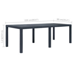 Berkfield Garden Table Anthracite 220X90X72 Cm Plastic Rattan Look - thumbnail 5