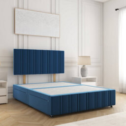 Bsspoke Isabella Divan Bed Set Blue Plush Velvet 24Inch Headboard & Footboard No Drawers No Mattress In 3Ft 4Ft6 5Ft 4Ft 6Ft - thumbnail 1