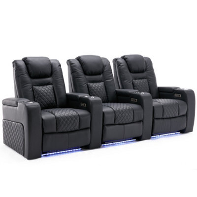 More4Homes Broadway 3 Seater Electric Recliner Cinema Sofa Usb Charging Led Base (Black) - image 1