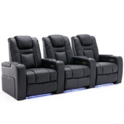 More4Homes Broadway 3 Seater Electric Recliner Cinema Sofa Usb Charging Led Base (Black)