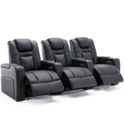 More4Homes Broadway 3 Seater Electric Recliner Cinema Sofa Usb Charging Led Base (Black) - thumbnail 2