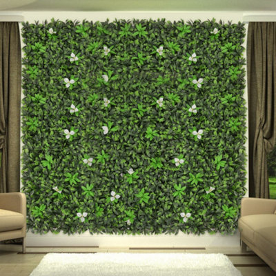 Living And Home Green Artificial Plant Wall Greenery Panel Decorative Foliage Hedge Privacy Fence Screen 100Cm (W) X 100Cm (D) - image 1