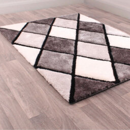 Optical 3D Grey Modern Shaggy Geometric Sparkle Rug For Dining Room Bedroom & Living Room-80Cm X 150Cm - thumbnail 1