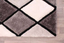 Optical 3D Grey Modern Shaggy Geometric Sparkle Rug For Dining Room Bedroom & Living Room-80Cm X 150Cm - thumbnail 4