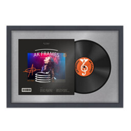 "AK Frames 25X17"" Dark Grey Step Vinyl Record Frame With Mid Grey Mount For 12 Inch Lp Cover & Disc - Overlapped Design"