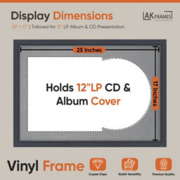 "AK Frames 25X17"" Dark Grey Step Vinyl Record Frame With Mid Grey Mount For 12 Inch Lp Cover & Disc - Overlapped Design" - thumbnail 2