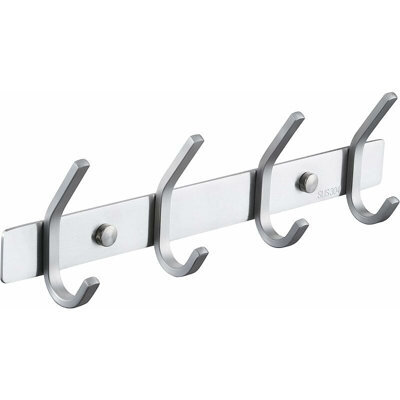 Bathroom Coat Rack, Metal Wall-Mounted With 4 Hooks, Bathroom Hook, Sus304 Stainless Steel, Brushed Finish, Ah203H4, 2 - image 1