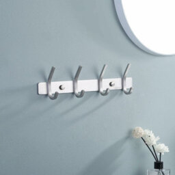 Bathroom Coat Rack, Metal Wall-Mounted With 4 Hooks, Bathroom Hook, Sus304 Stainless Steel, Brushed Finish, Ah203H4, 2 - thumbnail 5