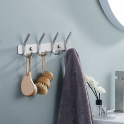 Bathroom Coat Rack, Metal Wall-Mounted With 4 Hooks, Bathroom Hook, Sus304 Stainless Steel, Brushed Finish, Ah203H4, 2 - thumbnail 2