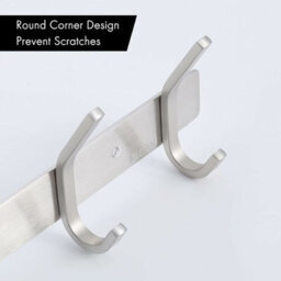 Bathroom Coat Rack, Metal Wall-Mounted With 4 Hooks, Bathroom Hook, Sus304 Stainless Steel, Brushed Finish, Ah203H4, 2 - thumbnail 3