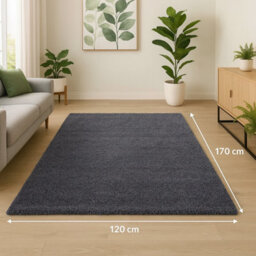 Uetian Dark Grey Medium 120X170Cm Shaggy Rug 5Cm Thick Pile For Living Room Hallways Bedrooms - thumbnail 7